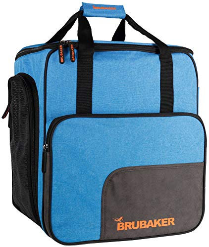 BRUBAKER Super Performance Skischuhtasche Helmtasche Rucksack mit Schuhfach - Blau meliert Schwarz