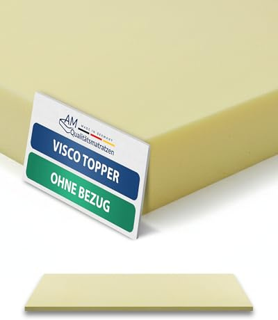 AM Qualitätsmatratzen Viscoschaum Topper ohne Bezug - Made in Germany - Viscoelastische Matratzenauflage 80x200cm aus Visco Schaumstoff - Weiche Schaumstoffplatte - Visco Topper 80x200 Memory Foam