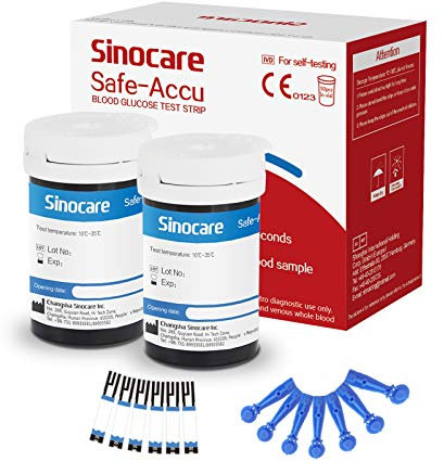 sinocare Diabetes Strips / Blood Glucose Test Strips 50 pcs No Need Code (Only For sinocare Safe Accu Blood Glucose Monitor)