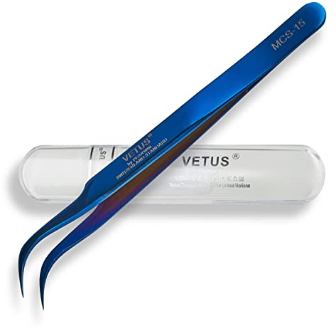 Ögonfransar pincett Vetus MCS-15 böjd – MCS-15 böjd/blå