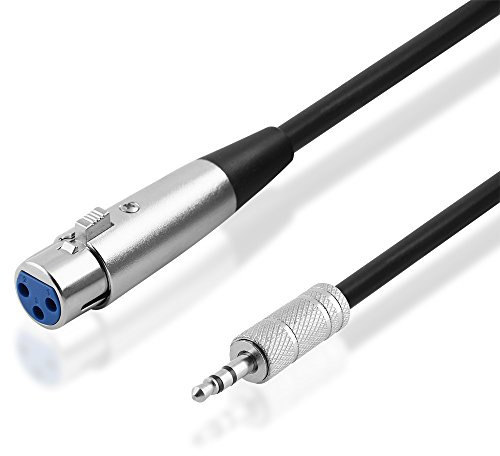 5 Meter Audio Kabel Adapter Aux in Out - 3,5mm Stereo Klinke Stecker männlich auf XLR Buchse Kupplung weiblich - Schwarz