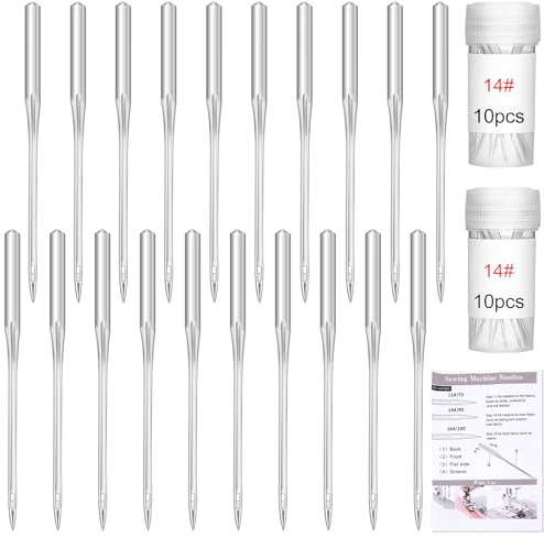 20 Pcs Sewing Machine Needles, 90/14 Universal Machine Needles with Instruction, Sharp Sewing Needles for Home Sewing Machine