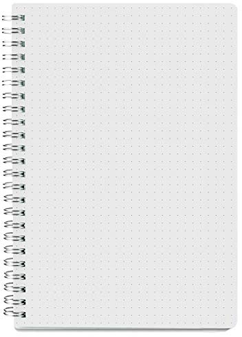Nokingo Spiral Dot Grid Notebook - A5 Bullet Dotted Journal, insgesamt 80 Blatt / 160 Seiten, 100gsm weißes Papier, transparenter Einband