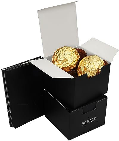 Kurtzy Schwarze Karton Box Geschenkbox mit Deckel (50er Pack) - L 5 x B 5 x H 5 cm Karton Geschenkbox - Pappschachteln mit Deckel Einfach Zusammenzubauen - Partys, Geburtstage, Hochzeiten & Feiertage