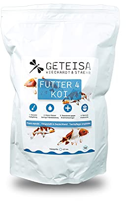 GETEISA Futter 4 Koi 1 kg - Hochwertiges Basis-Koi-Futter mit 4,5mm Pellets, Nährstoffreich, Fördert Farbintensität und Vitalität, Leicht Verdaulich, Made in Germany