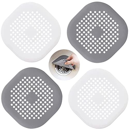 Spülenfilter 4 Stück Silikon-Drainage-Haar-Anti-Verstopfungsfilter Geeignet für Abflussabdeckungen in Küche und Bad