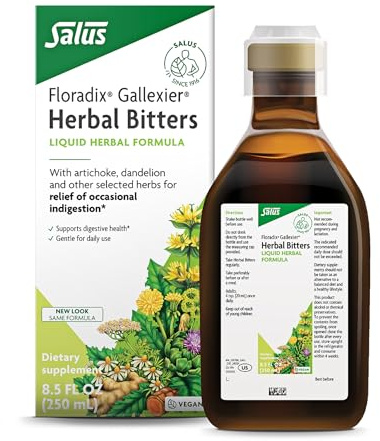 Floradix Gallexier Herbal Bitters - Digestive Support Supplement with Artichoke, Dandelion, Turmeric, Ginger & More - Liquid Formula - Easily Absorbed - Vegan, Non-GMO - 8.5 fl oz