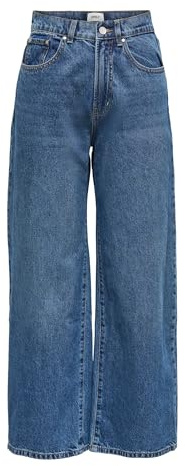 ONLY Womens Onlhope Ex Hw Wide DNM Add465 Noos Trouser, Medium Blue Denim, 32W / 30L UK