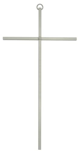 Wandkreuz | Schlankes minimalistisches Design | metallische Spiegeloptik in Goldton oder Silber | christliche Wohnkultur | tolles Geschenk zur Taufe, Erstkommunion und Konfirmation (silberfarben)