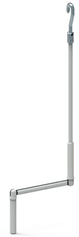 Manovella a gancio, lunghezza 1000 mm, per tende da sole e tettoie, colore bianco, uso esterno, asta e manovella oscillante con gancio, qualità francese