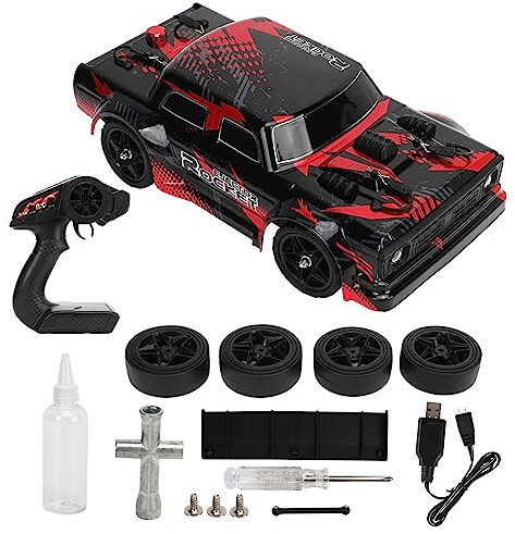 BuyWeek Ferngesteuertes Drift Auto, 2,4 GHz 1/16 Allradantrieb RC Drift Auto mit LED Leuchten und Rauch, 36 km/h 1200 MAh 7,4 V Vollmaßstäbliche RC Car Spielzeug für Kinder Erwachsener