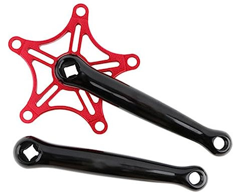 MIRODO Quadratische Loch-Fünf-Klauen-Klapprad-Kurbelgarnitur Ultraleichte Aluminium-Retro-Kurbelgarnitur 170mm 130BCD Gold Silber Rot Schwarz Vier Farben Erhältlich (Color : Red, Size : 170mm)