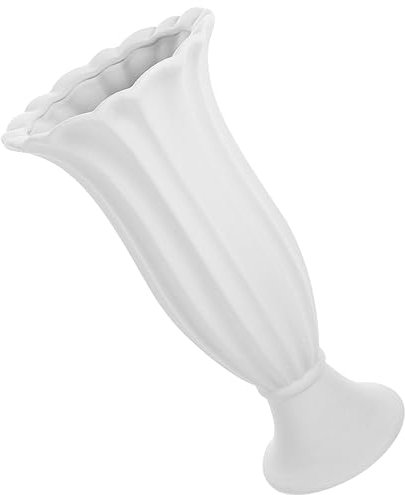 DECHOUS Vase Funéraire Céramique Gris-Blanc Grand Modèle, Porte-Fleurs pour Tombe, Vase Commémoratif Résistant Aux Intempéries, Décor Jardin Extérieur, Pot De Fleurs pour Cimetière Vogage