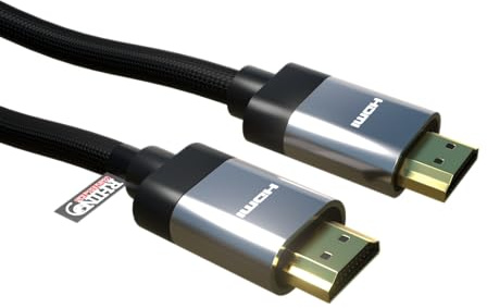 rhinocables 8K HDMI 2.1 Cable – Ultra High-Speed Copper Braided Lead | HDR, eARC, Dolby Vision & VRR Support for PS5, Xbox, TV, Projector & Soundbar | Gold-Plated Connectors (Silver, 10m)