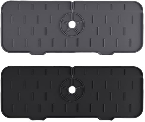 MEMOFYND 2 almohadillas de drenaje de silicona con mango de silicona, almohadillas absorbentes para grifo, almohadillas de drenaje de fregadero, perfectas para encimeras de cocina y fregaderos.
