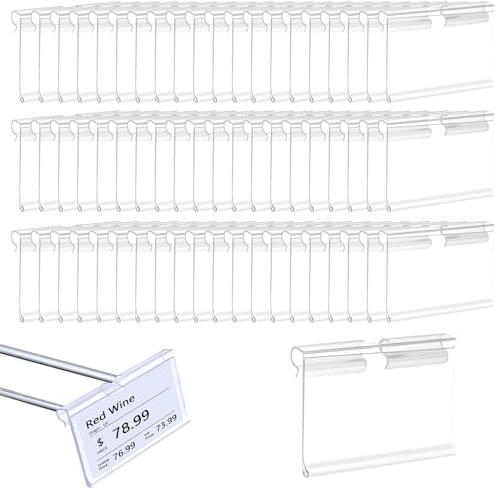 Porte Prix Boutique, Porte Carte Prix pour Etagères, 60 PCS Porte Prix Étagère, 6 cm x 4,2 cm Porte Étiquettes en Plastique, Porte Étiquettes Transparent Support, pour Magasins, Supermarchés
