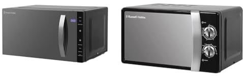 Russell Hobbs RHFM2363B 23 L 800 W Black Digital Flatbed Solo Freestanding Microwave & RHMM701B 17 Litre 700 W Black Solo Manual Microwave with 5 Power Levels
