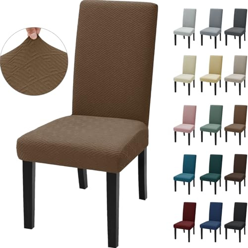 Ystyle Universale Stretch Stuhlhussen 4er Set, Braun | Elastische Stuhlbezüge, Moderner Hussen für Stühle, Waschbar Chair Covers, Komfort-Stuhl Überzug für Esszimmer Restaurant