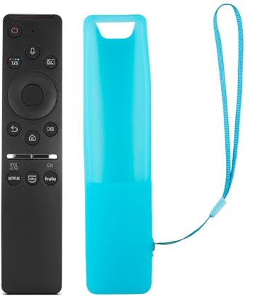 Voice Remote Replacement for Samsung Smart TVs, for Samsung-TV-Remote, for Samsung Crystal UHD QLED Curved 4K 8K Smart TVs_(with a Silicone Cover Case for Free) (1 Remote with Blue covercase)