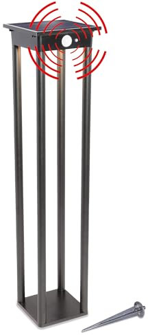 esotec PIR-Standleuchte für außen MEDUNO 66 | Bewegungsmelder Wegeleuchte Solar Außenleuchte Gartenbeleuchtung Gartendeko | KUNSTSTOFF Akku IP44 wetterfest schwarz H=65cm 102758