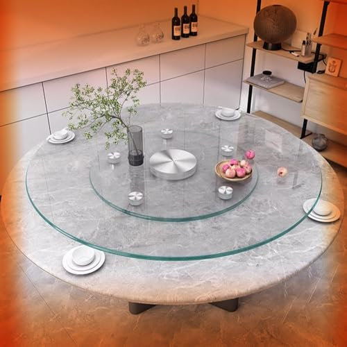 QSPNVFB Rotondo Vassoio Girevole A 360º per Tavolo da Pranzo, 80cm Lazy Susan Piano Girevole in Vetro Temperato, Grande Giradischi per Decorare E Servire(90cm/36inch)