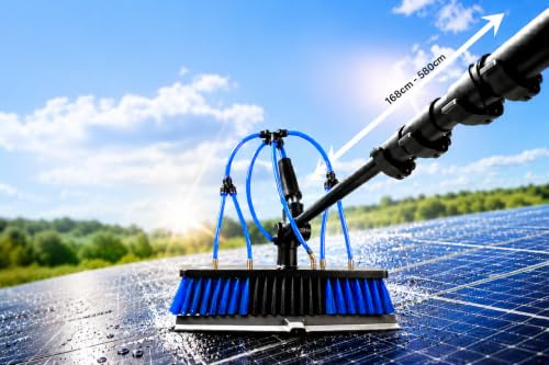 Teleskop Waschbürste 5,8 m - Wasseranschluss und Reinigungsmitteltank – Ausziehbare Aluminium-Teleskopstange für Fenster, Solaranlagen – inkl. Aufbewahrungstasche