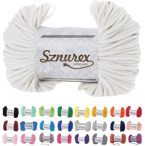 Makramee Garn 5mm x 100m Baumwollschnur Perfekt für DIY, Garn für Makramee-Schnur über 50 Farben Oeko-TEX Zertifiziert - Baumwollkordel (Weiß, 5mm/100 Meter)
