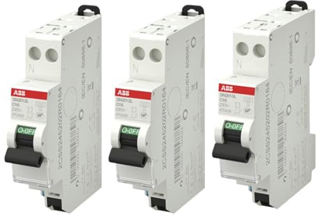 Lot de 3 disjoncteurs automatiques Ph+N raccordement Rapide 16A-4,5Ka