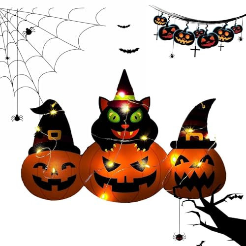 Halloween-Haustürdekorationen,Halloween-Türdekorationen | Türhänger Kürbisform Halloween Schilder Türschild - Wanddekoration aus mit Lichtern, Schild für Partyzubehör, Gastgeschenke
