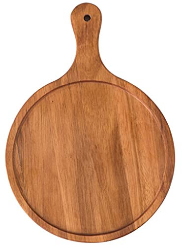 CHFYIJYHM Piatto per pizza, formaggio, caffè, tè, frutta, piatti per feste, piatti per caramelle acide, con manico facile da impugnare (colore legno, 36 x 26 x 2 cm)