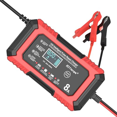 MXJFYY 12V8A LiFePO4-Batterieladegerät,Erhaltungsladegerät, automatisches intelligentes Batterieladegerät mit Temperaturkompensation für Boote,Motorräder/LITHIUM,LiFePO4 (Nur 12V 8Ah Ladegerät)