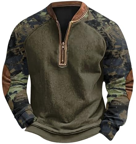 uxxnjfg 2025 Pull Homme sans Capuche Camouflage Chaud Sweat Grande Taille Sport Tee Shirt Manche Longue De Travail Pulls