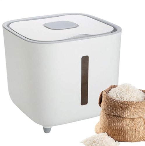 Distributore di riso - Contenitore di stoccaggio ermetico, vassoio per cereali | Contenitore di riso da 10 kg con finestra trasparente, vassoio per alimenti secchi, farina, zucchero, pasta
