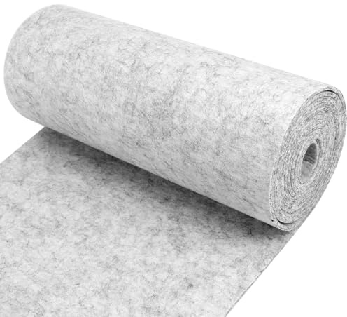 QWORK® Rollo de fieltro de 30 cm x 300 cm x 3 mm, tejido de fieltro, esterillas de fieltro gris claro, resistente a la abrasión para bricolaje y como base para muebles