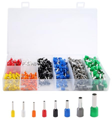 Rtxbvg Kit de viroles de 800 pièces, connecteur de sertissage de viroles de câble, kit de bornes d'extrémité de broche de câble isolé AWG 22-10, kit de viroles de grand assortiment avec étui