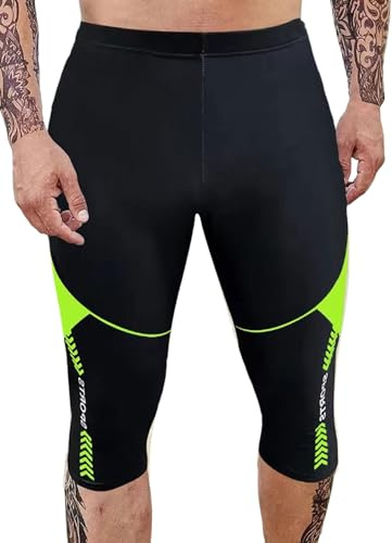 FEOYA Jammer Baddräkt för män snabbtorkande Mid Jammers, badbyxor, strand, surfning, fitness, träning, badbyxor för män, Självlysande grönt, L