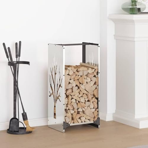 Rantry Arredo Rastrelliera per Legna da Ardere 40x30x80 cm in Acciaio Inox, Mobilia Portalegna da Interno, Portalegna da Ardere, Porta Legna per Camino, Legnaia da Interno M-864229