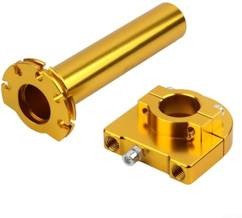 ZWEquipint CNC Aluminium 7 8 Zoll Motorrad Gasgriffe, 22 mm Lenkergriffe, Gasgriffe, für Motorrad, Roller, Dirt Bike (Gold)