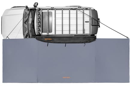 SanHima 180 Awning Free Standing Built-in LED Light - 118.4 sq.ft Shelter Karlu Frontier Car Side Waterproof UV50+ Wind Resistant, Driver Passenger Side, 180 Degree Vehicle Awning for SUV Van Truck