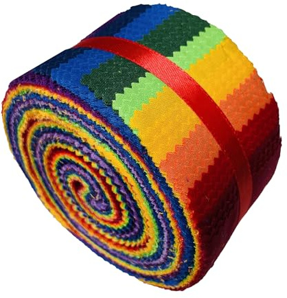 Jelly Rollstoff, 100% Baumwolle, Quiltstoff, 40 vorgeschnittene Streifen (6,3 x 111,8 cm) zum Quilten und Nähen, 10 verschiedene einfarbige Farben, fünf einfarbige Farben