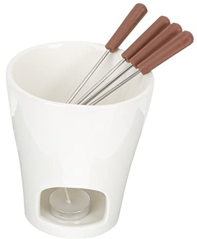 Hemobllo Pot à Fondue Compact Céramique pour Beurre et Chocolat Chauffe Cire à Bougie Chauffe Plat avec Fourchettes pour Fondue Au Fromage et Chocolat Fondu Facile à Nettoyer et Portable