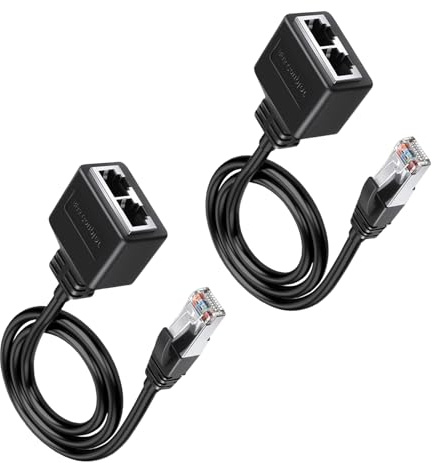 2 Stück RJ45 Splitter Adapter LAN Splitter RJ 45 Verteiler 1 auf 2 Weiblich Cable LAN Ethernet Extender 1 männlich zu 2 weiblich Cable für Ethernet Cat5 Cat5e Cat6 Cat7