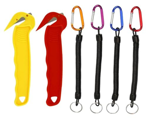 IDNVFY 2 Piezas De Cuchillos Anticorte, 4 Piezas De Cuerdas De Mosquetón, Cuchillos De Corte De Seguridad Portátiles, Accesorios De Montañismo Al Aire Libre.