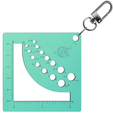BUBEFSKD Knitting Needle Gauge Measureament Tool Yarns Measuring Tool With Keychain Clip Hook Circular Knitting