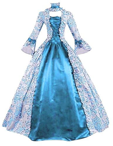Generisch - Robe médiévale pour femmes - Rococo - Robe de bal - Renaissance - Robe de princesse - Robe gothique victorienne Lolita - Robe patchwork vintage - Robe taille ajustée - Robes de soirée pour