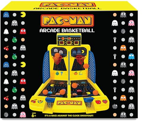 Ambassador PAC-Man Basket Électronique Arcade – Jeu de Table 1 ou 2 Joueurs avec Score Automatique, Sons Officiels et Lanceur à Ressort – Mode Bonus – Jeu Collector – Dès 6 Ans – Fans de Rétrogaming