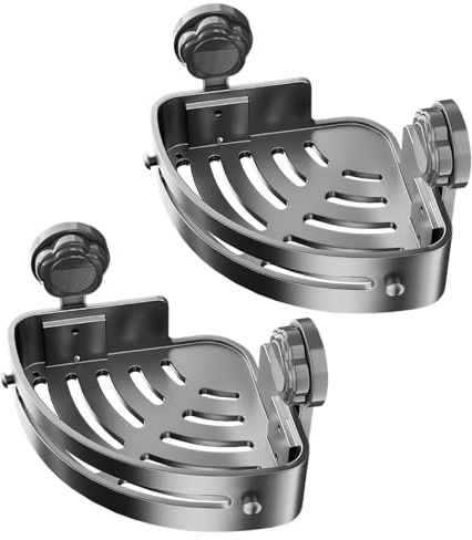 Rrlihjgu Scaffale Angolare per Doccia | 2 Pezzi Supporto Senza Fori - Ripiano Angolo Bagno Parete Deposito - Per Bagno Casa Appartamento Hotel Shampoo Spugna Sapone Bagnoschiuma Articoli Igienici