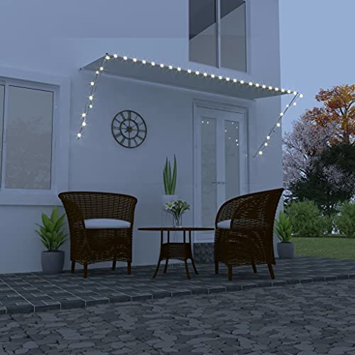 Pergola Jardin Extérieur, Auvent rétractable avec LED 350x150 cm Crème, Store Exterieur terrasse pour Balcon, terrasse et Jardin