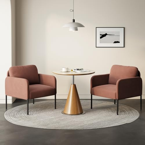 COLAMY Gepolsterter Ohrensessel 2er Set aus Samt – Moderner Lounge-Sessel mit weicher Rückenlehne, Komfortabler Sessel für Wohnzimmer, Schlafzimmer, Apartment & Leseecke,Rosa