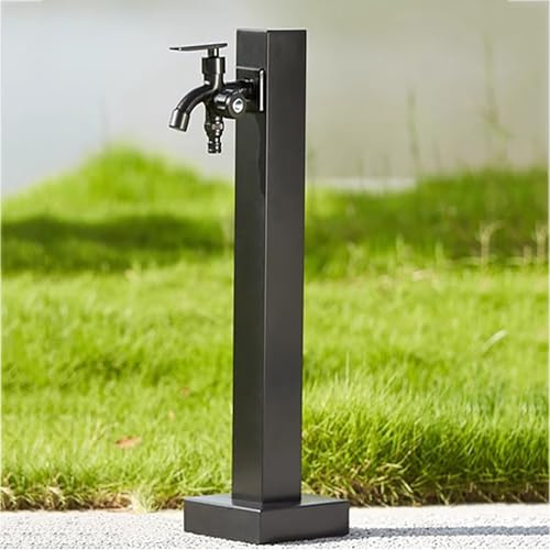 Generico Colonna d'Acqua per Esterni con Rubinetto - Fontana da Giardino Indipendente, Design a Base Quadrata, Doppia Uscita e Interruttore, Facile Installazione, Perfetta per Giardini e patii (Picco